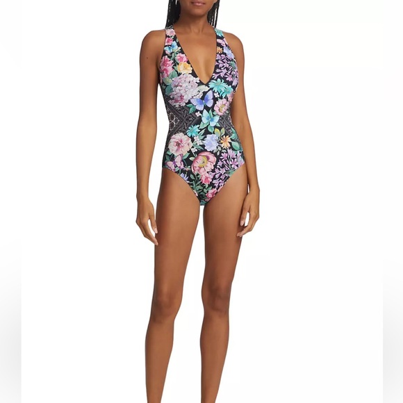 NWT Johnny Was One-Piece Racerback Floral Swimsuit - Picture 8 of 10